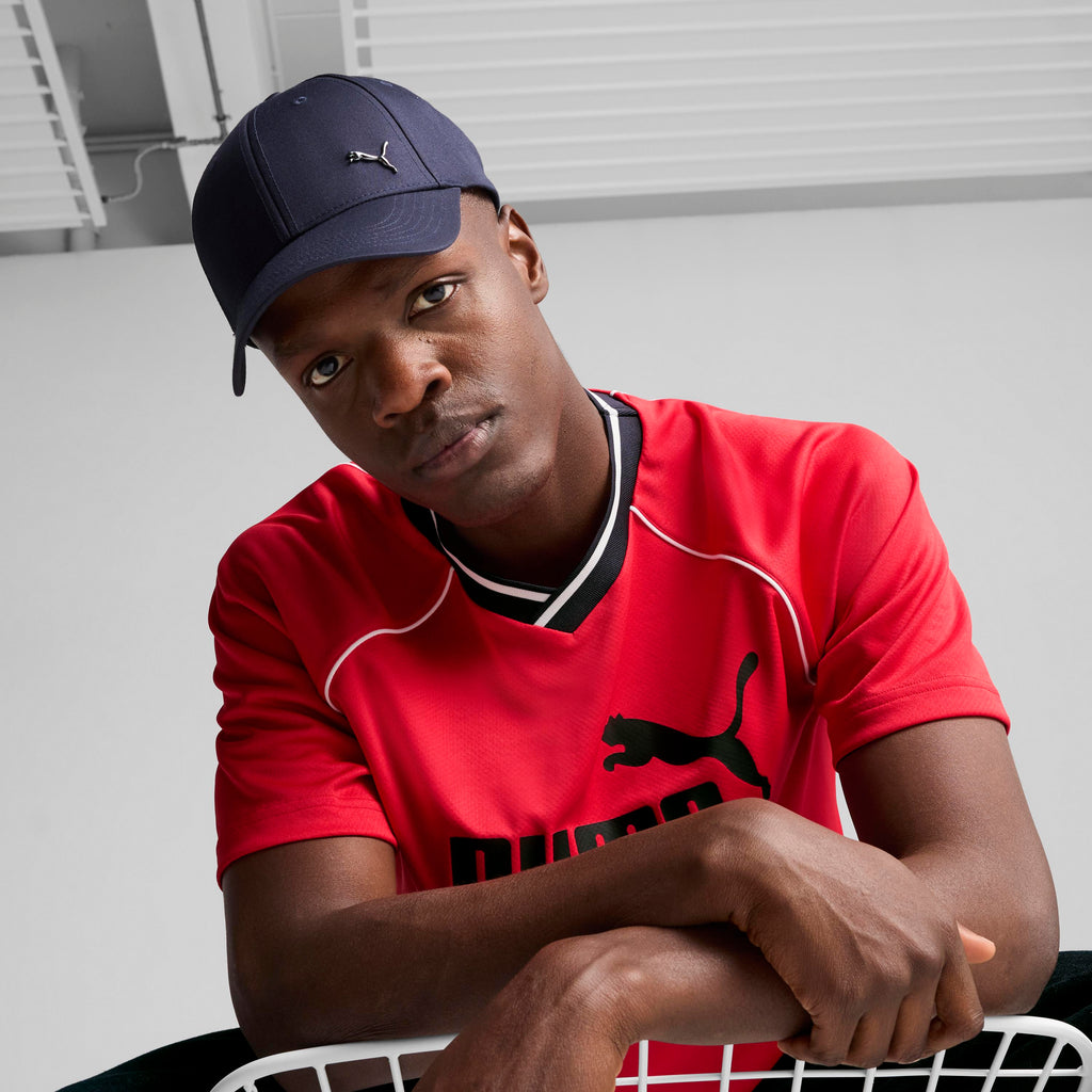 Cappellino blu con logo e chiusura con strappo Puma Ess Metal