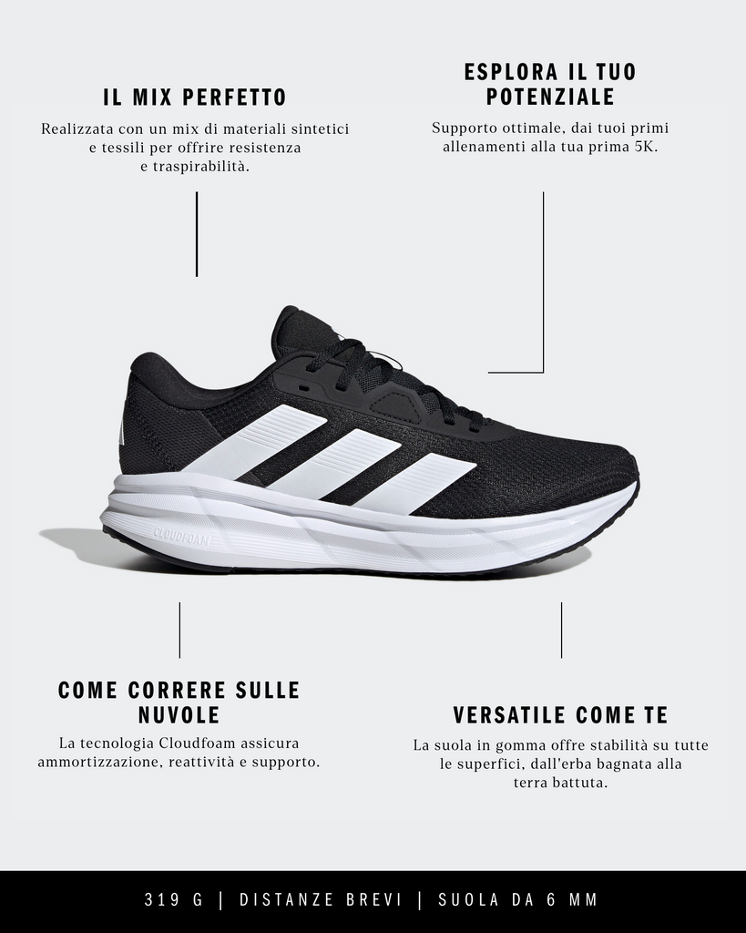 Sneakers da running uomo nere con logo adidas Galaxy 7