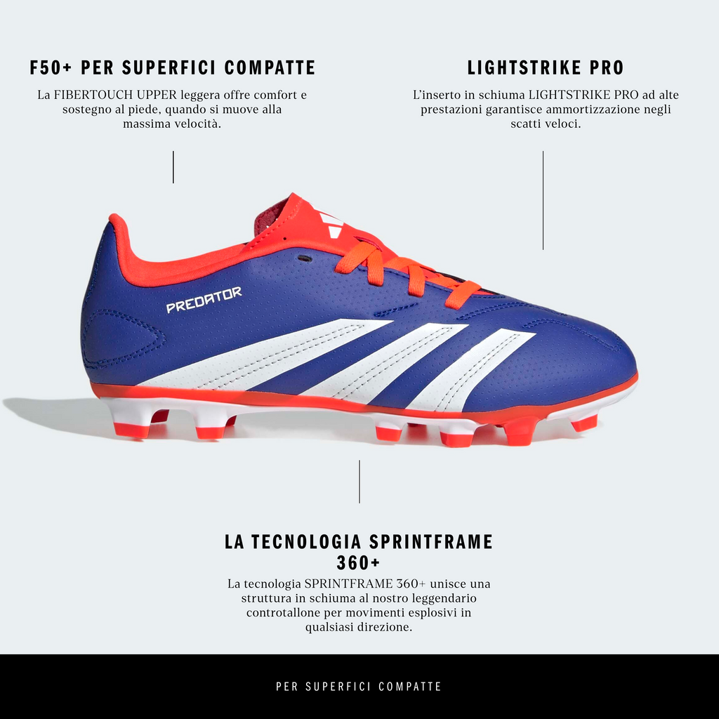 Scarpe da calcio ragazzo blu  rosse adidas PREDATOR CLUB FXG