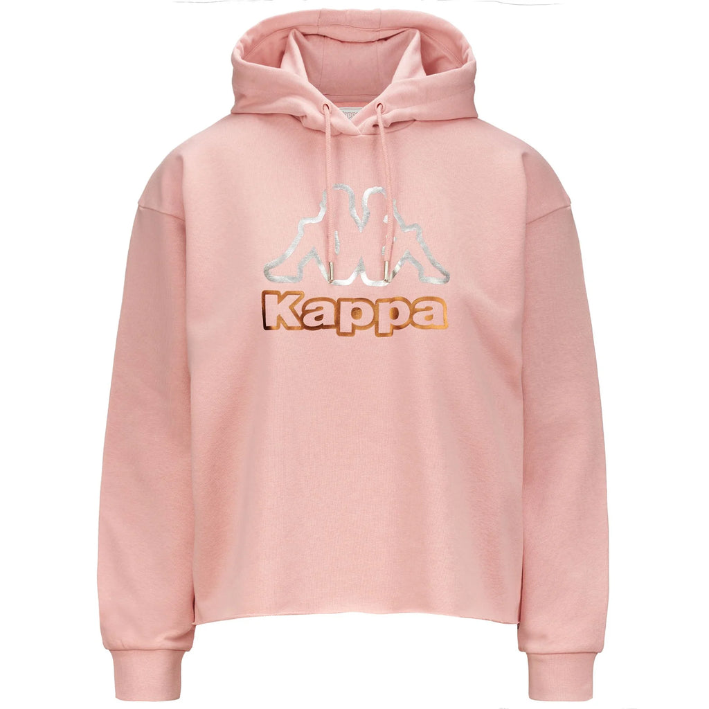 Felpa da donna rosa con cappuccio Kappa Logo Fruova