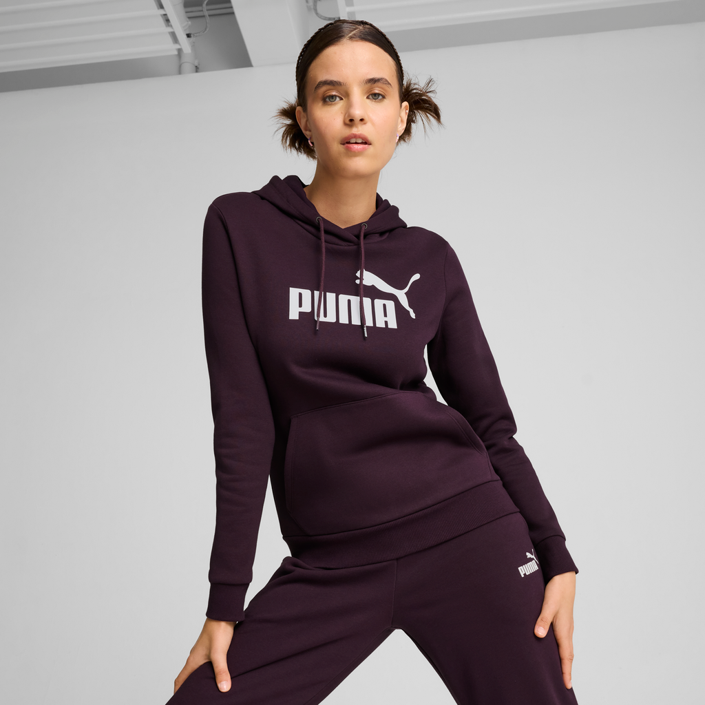 Felpa bordeaux da donna con cappuccio e logo Puma
