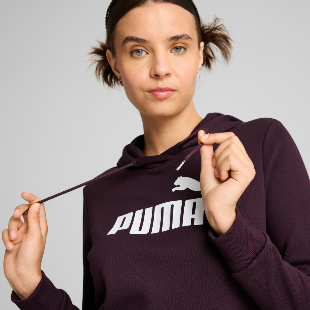 Felpa bordeaux da donna con cappuccio e logo Puma