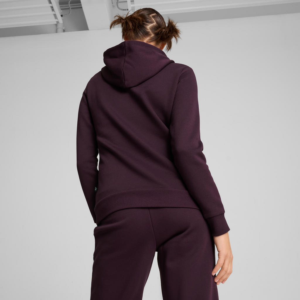 Felpa bordeaux da donna con cappuccio e logo Puma