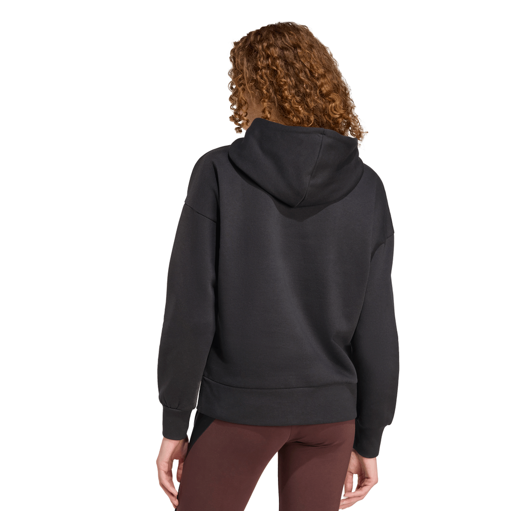 Felpa nera da donna con cappuccio e logo adidas