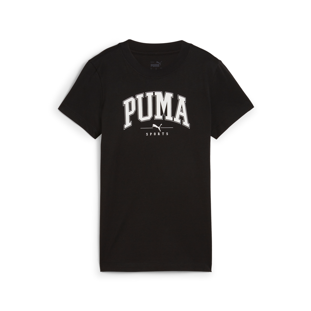 T-shirt da donna nera con logo a contrasto Puma