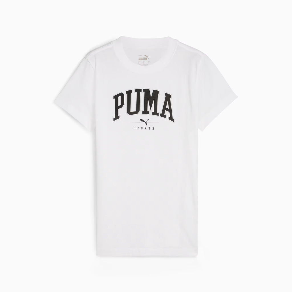 T-shirt da donna bianca con logo a contrasto Puma