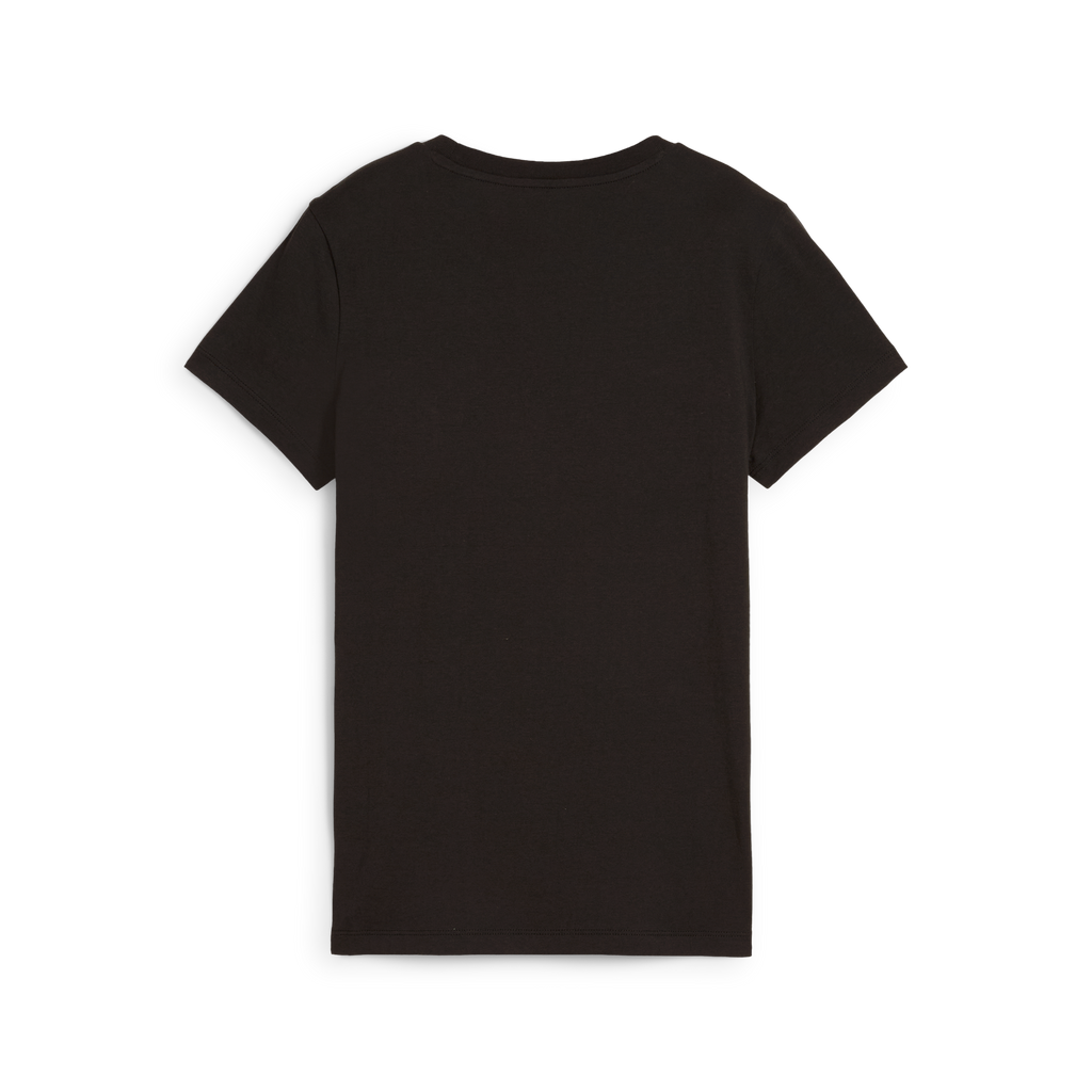 T-shirt nera da donna con logo metallizzato Puma