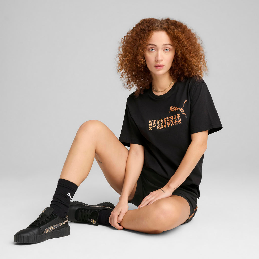 T-shirt nera da Donna con logo ESS GRAPHIC ANIMAL Puma