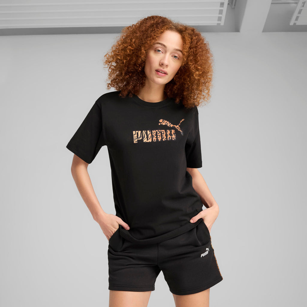 T-shirt nera da Donna con logo ESS GRAPHIC ANIMAL Puma