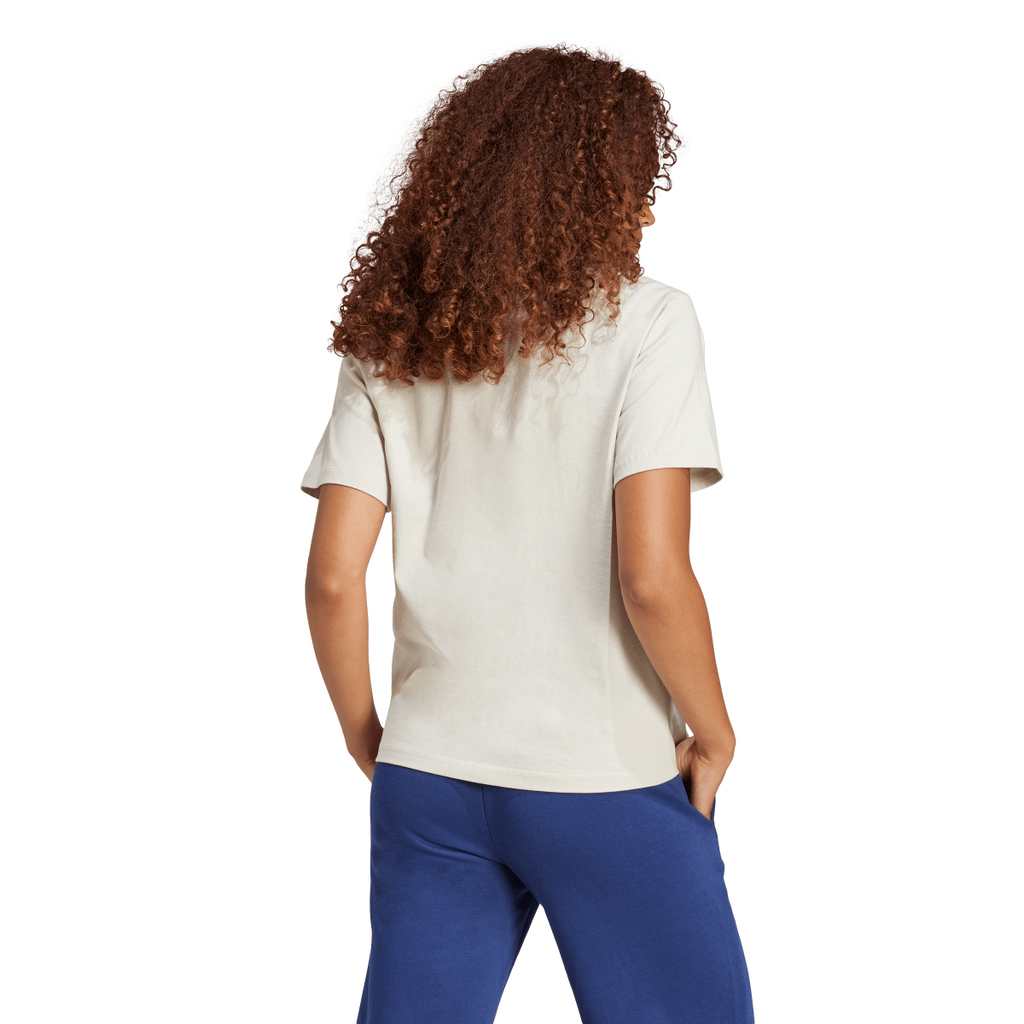 T-shirt bianco off-white da donna adidas con logo centrale