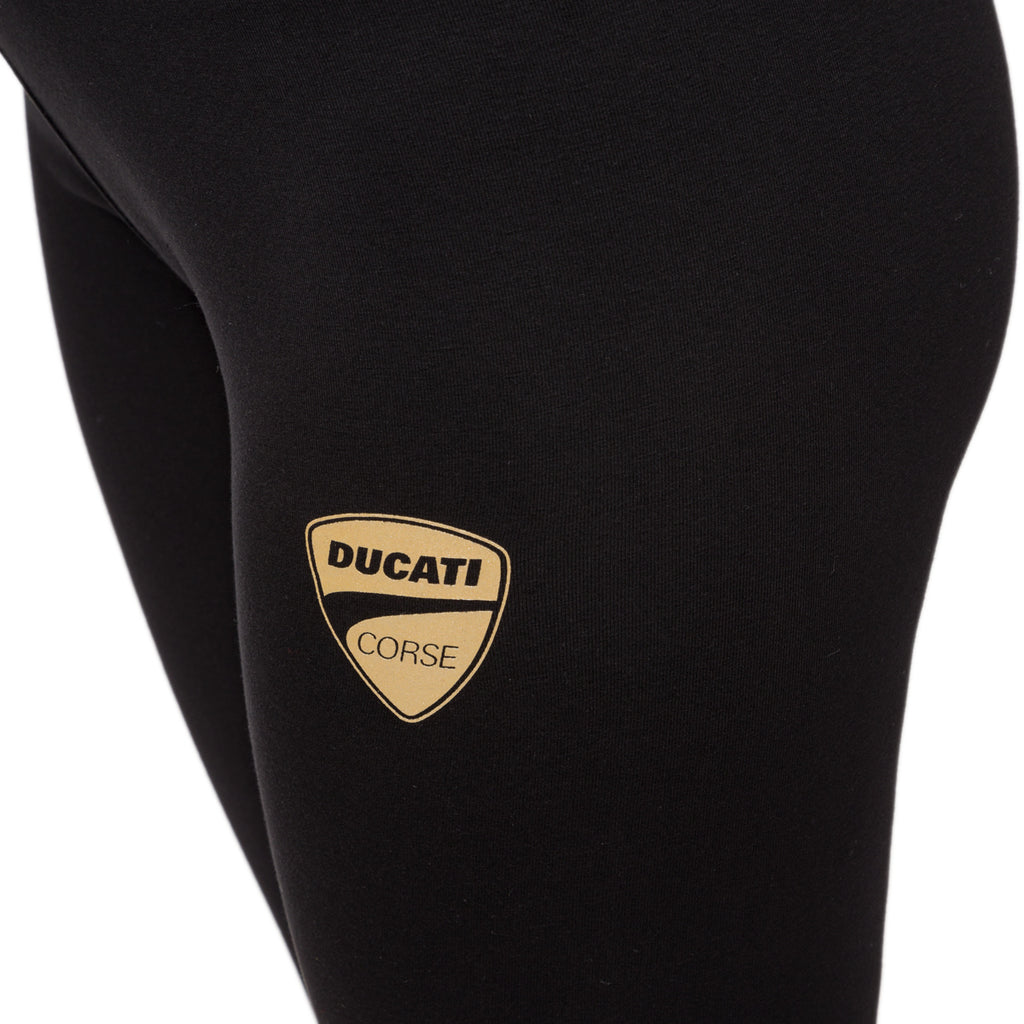 Leggins neri da donna con logo oro Ducati Corse