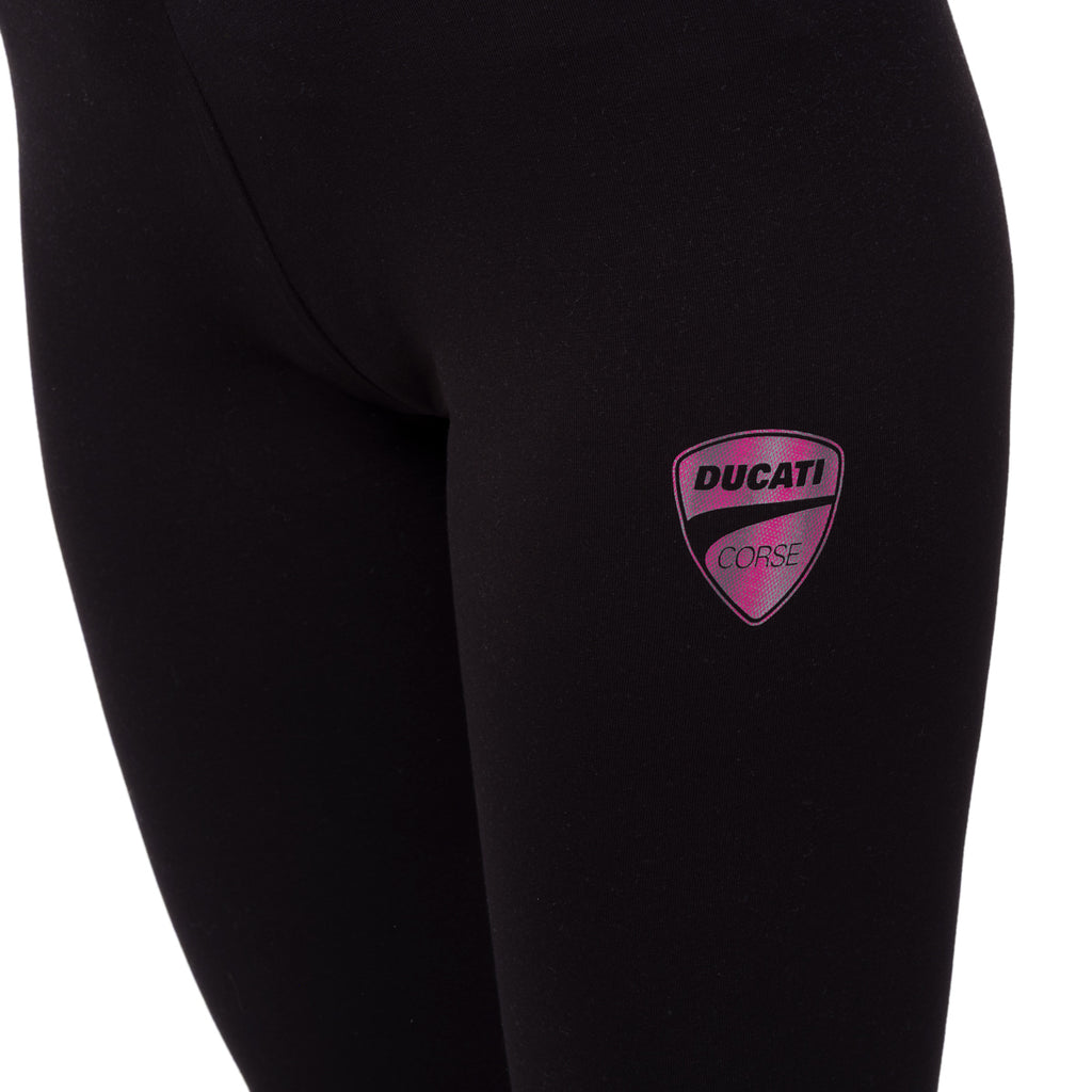 Leggins sportivi neri da Donna in cotone con logo Ducati Corse