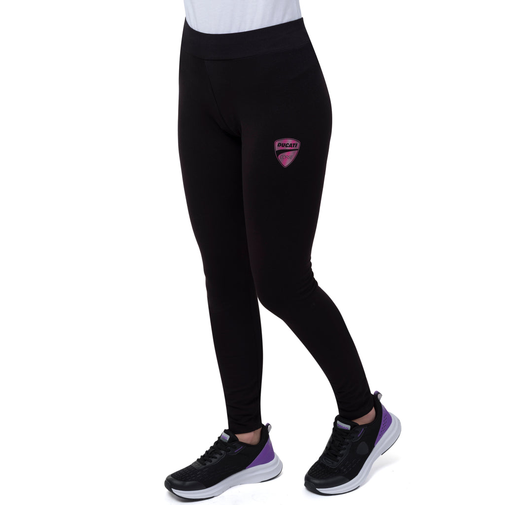 Leggins sportivi neri da Donna in cotone con logo Ducati Corse