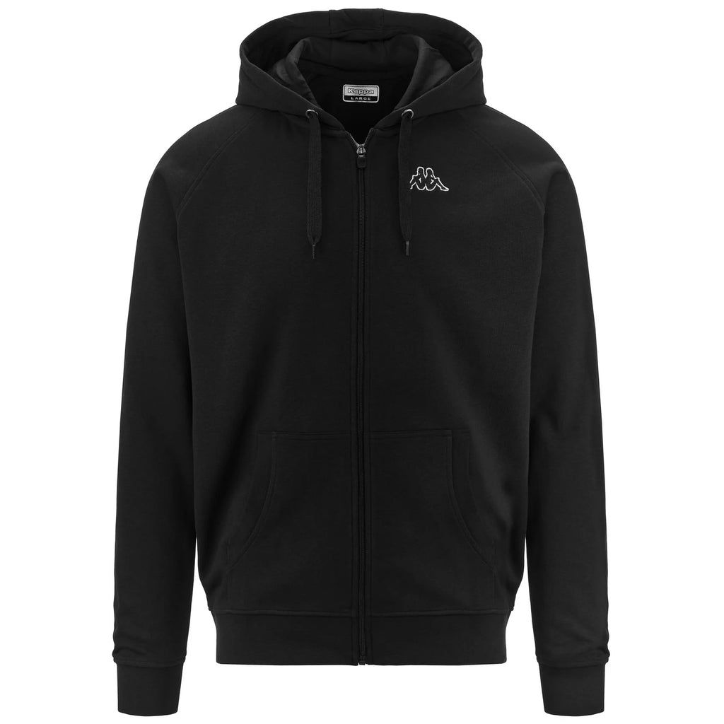 Felpa nera full-zip con cappuccio da uomo Kappa Logo Jackus Slim