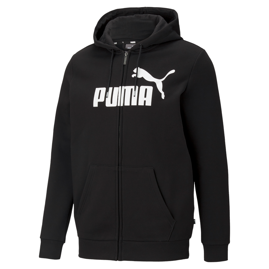 Felpa nera da uomo con zip e logo Puma
