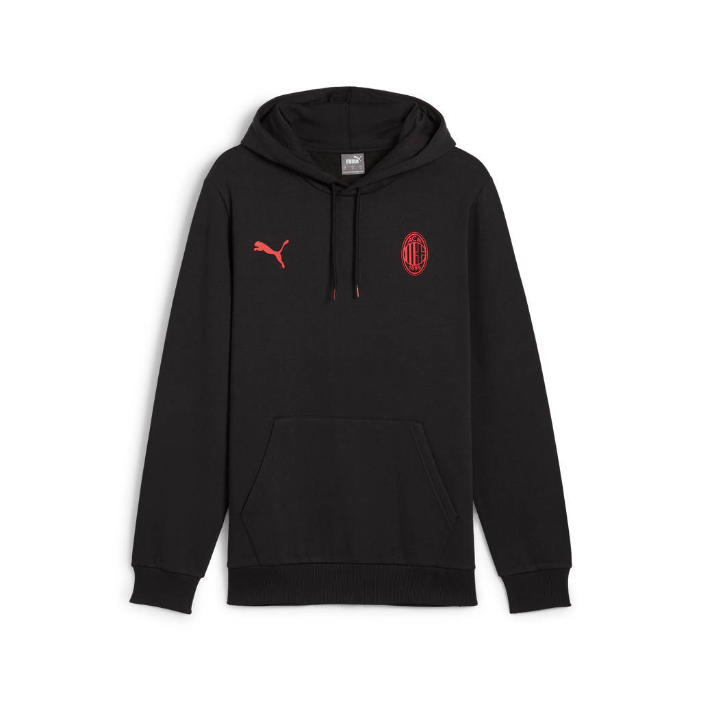 Felpa nera da uomo con logo rosso Puma AC Milan