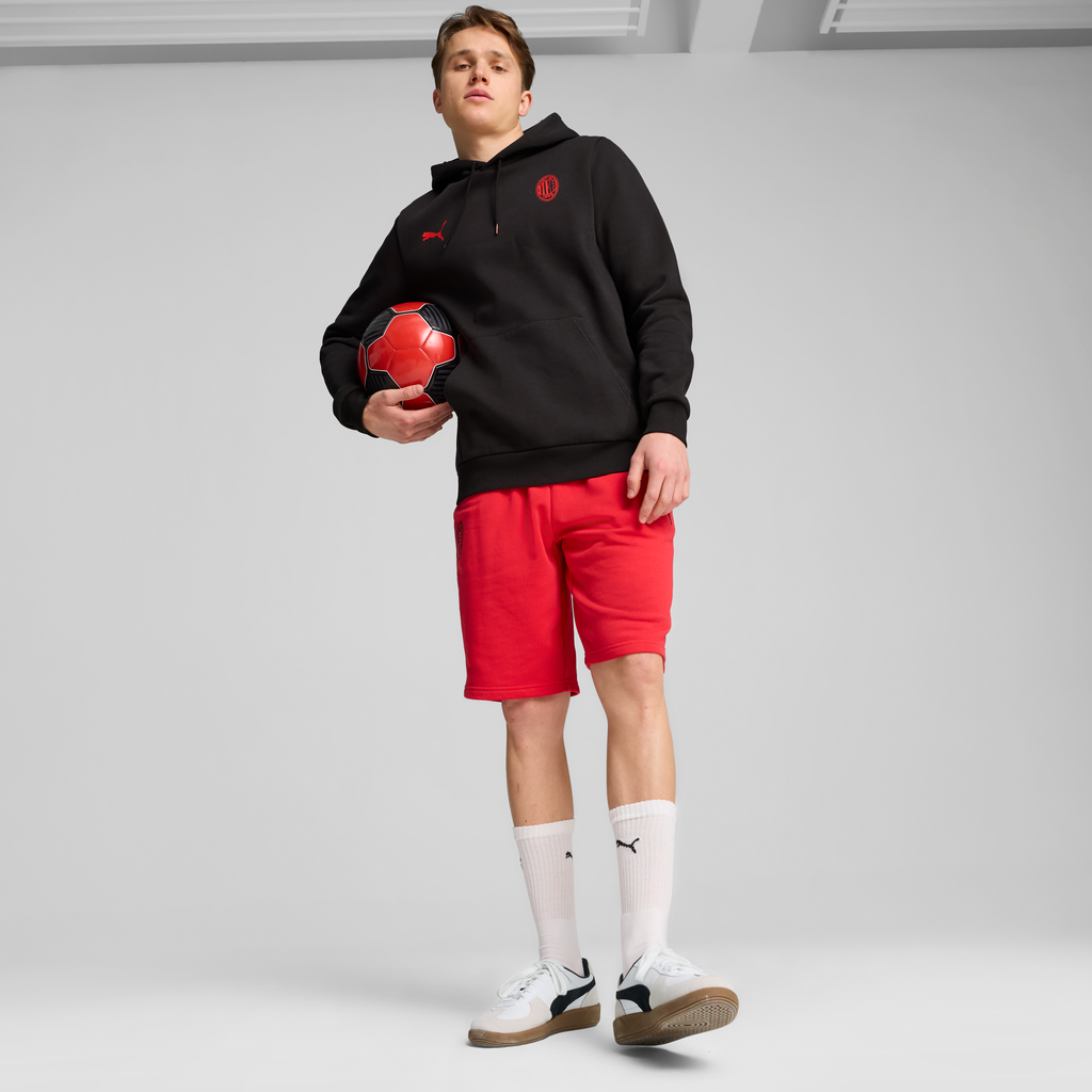 Felpa nera da uomo con logo rosso Puma AC Milan