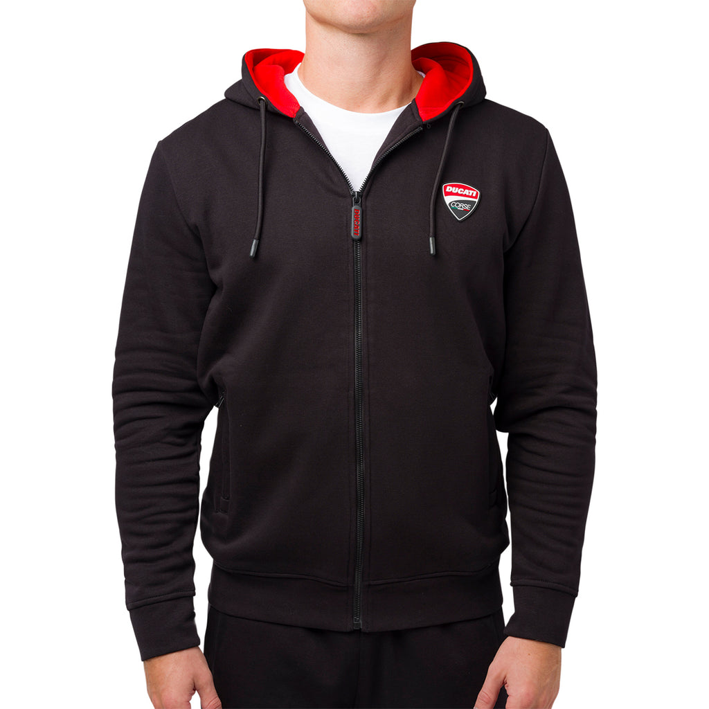 Felpa da uomo con zip nera Ducati Corse