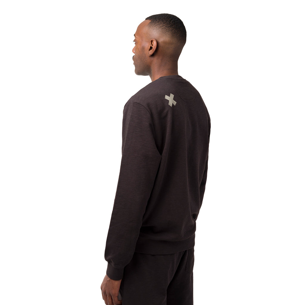 Felpa girocollo da uomo nera con logo ricamato Ducati Scrambler