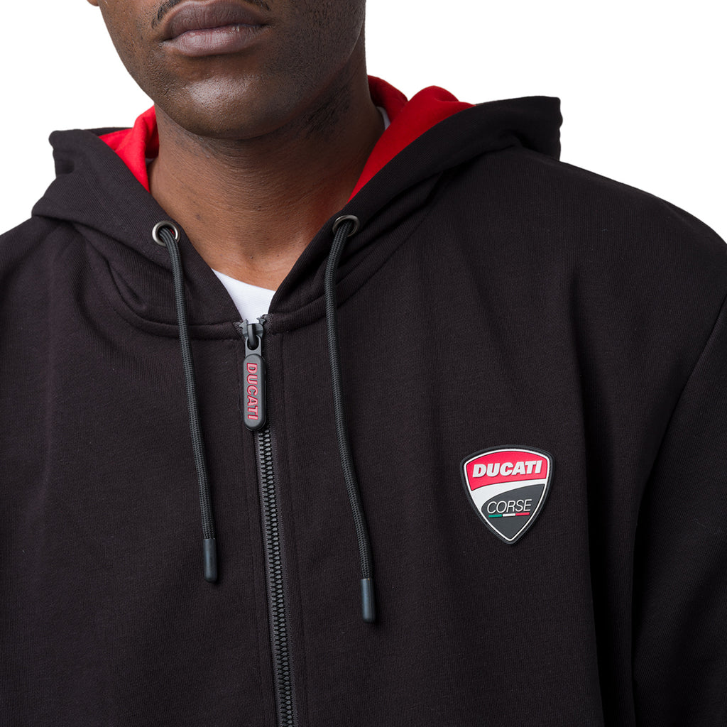 Felpa con cappuccio da Uomo nera con zip Ducati Corse
