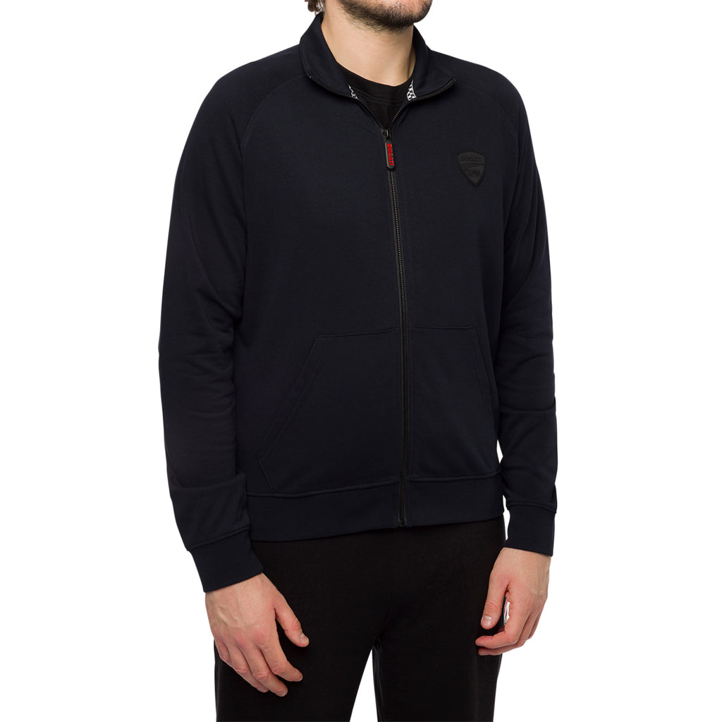 Felpa girocollo da uomo in cotone blu navy con zip Ducati Corse