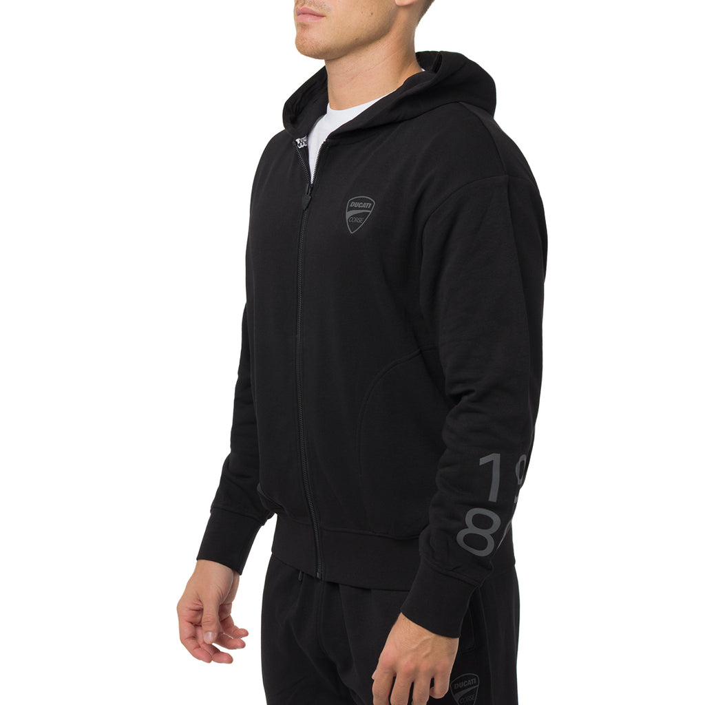 Felpa nera da Uomo con cappuccio e logo Ducati Corse