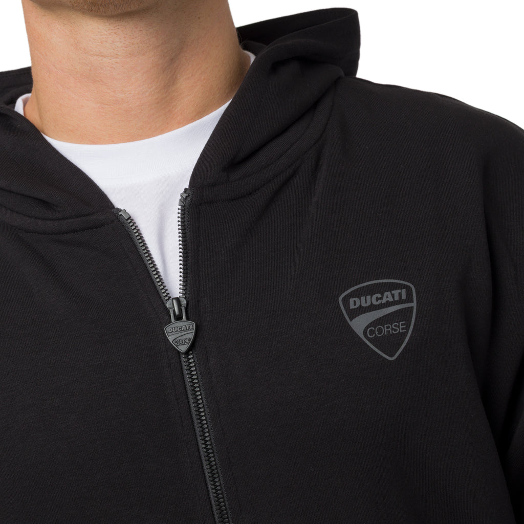 Felpa nera da Uomo con cappuccio e logo Ducati Corse