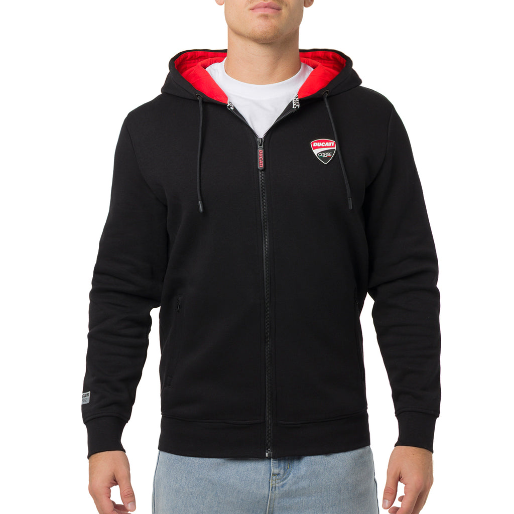 Felpa nera da Uomo con tasche e cappuccio Ducati Corse