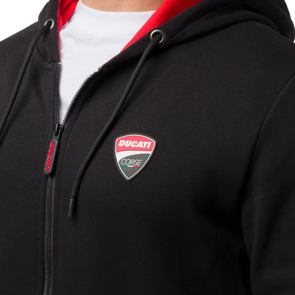 Felpa nera da Uomo con tasche e cappuccio Ducati Corse