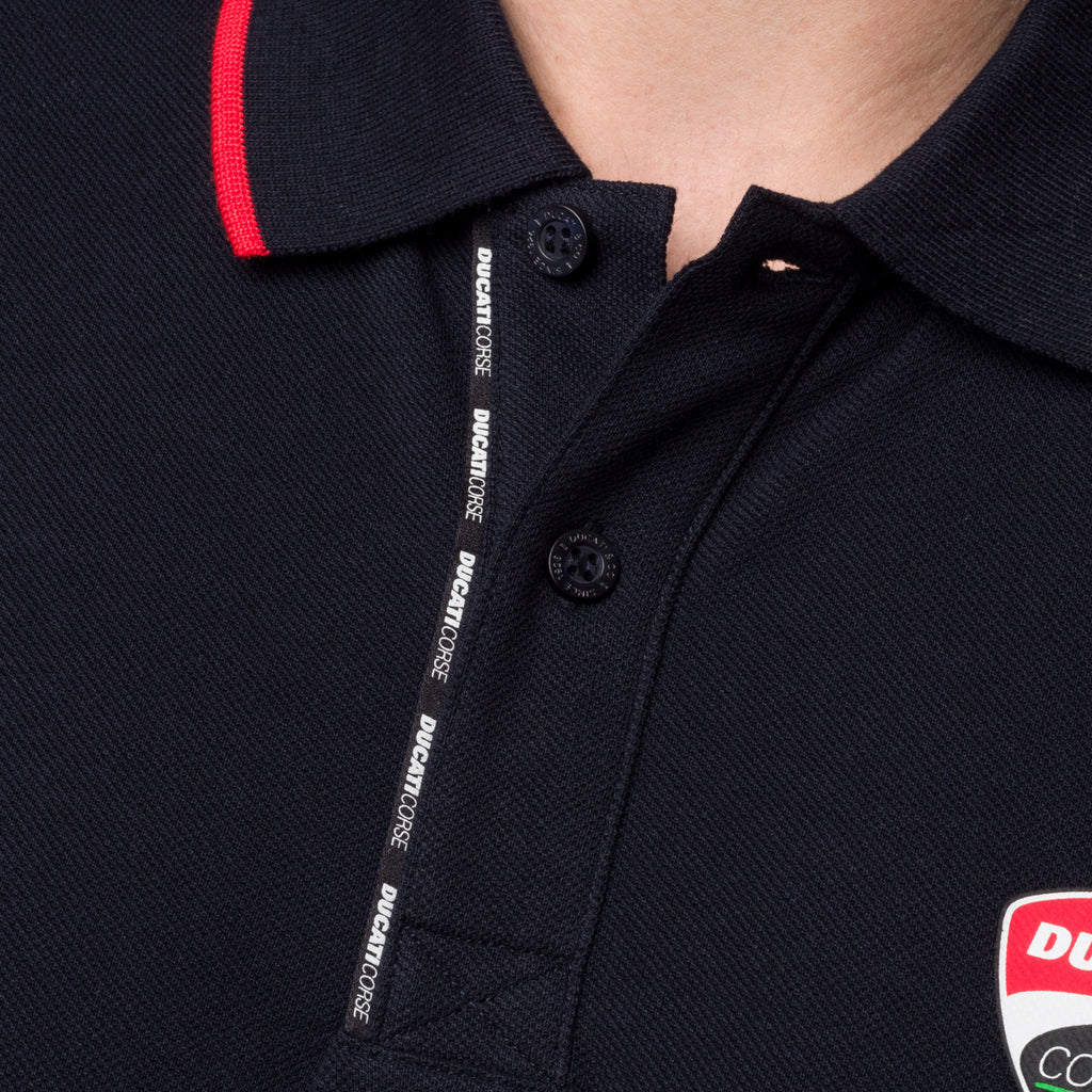 Polo t-shirt da uomo blu navy con logo Ducati Corse