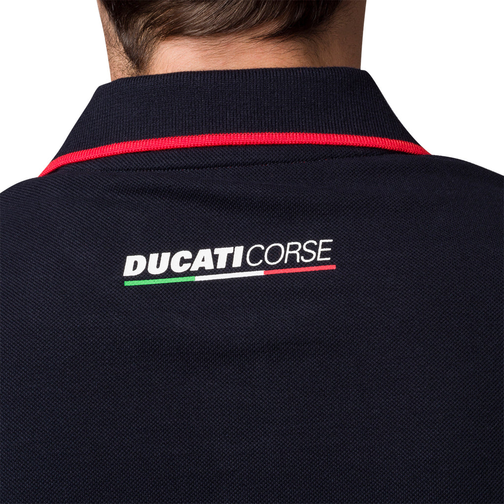 Polo t-shirt da uomo blu navy con logo Ducati Corse