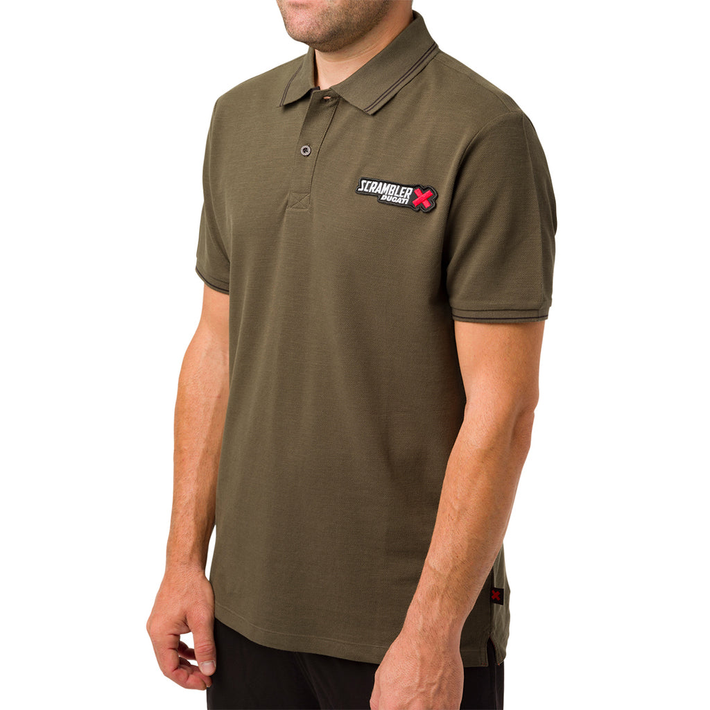 T-shirt polo da uomo verde militare Ducati Scrambler