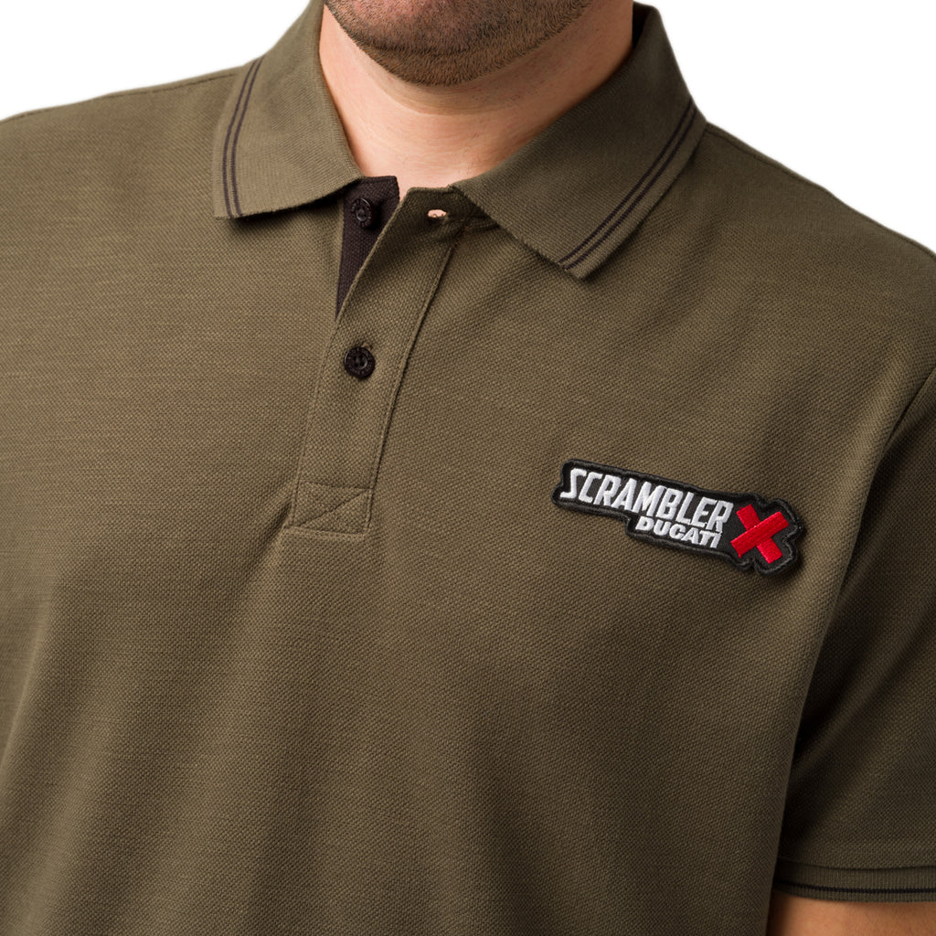 T-shirt polo da uomo verde militare Ducati Scrambler