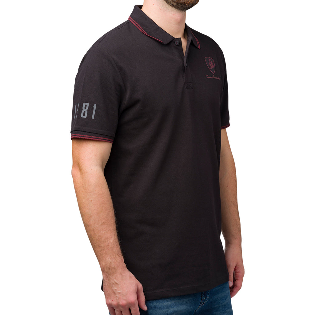 Polo nera da uomo Tonino Lamborghini con logo