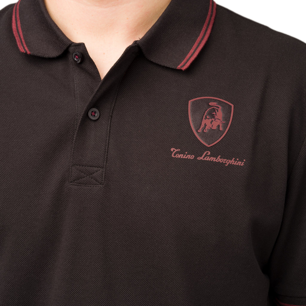 Polo nera da uomo Tonino Lamborghini con logo