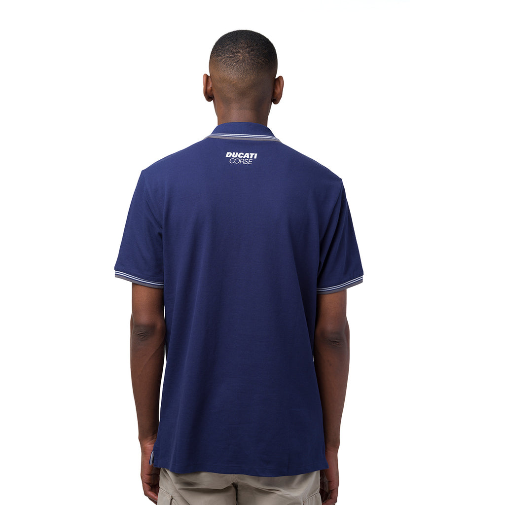 Polo blu navy da Uomo in cotone con logo Ducati