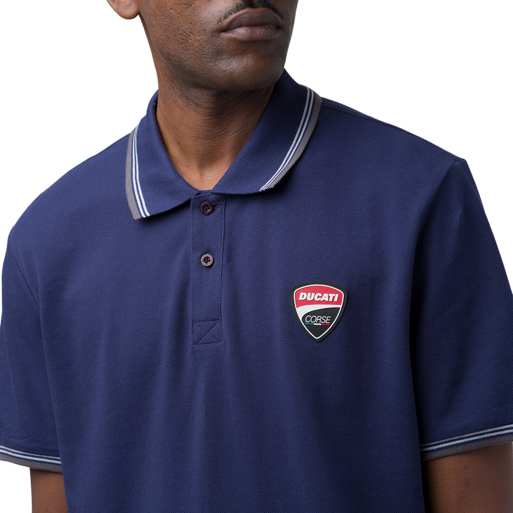 Polo blu navy da Uomo in cotone con logo Ducati