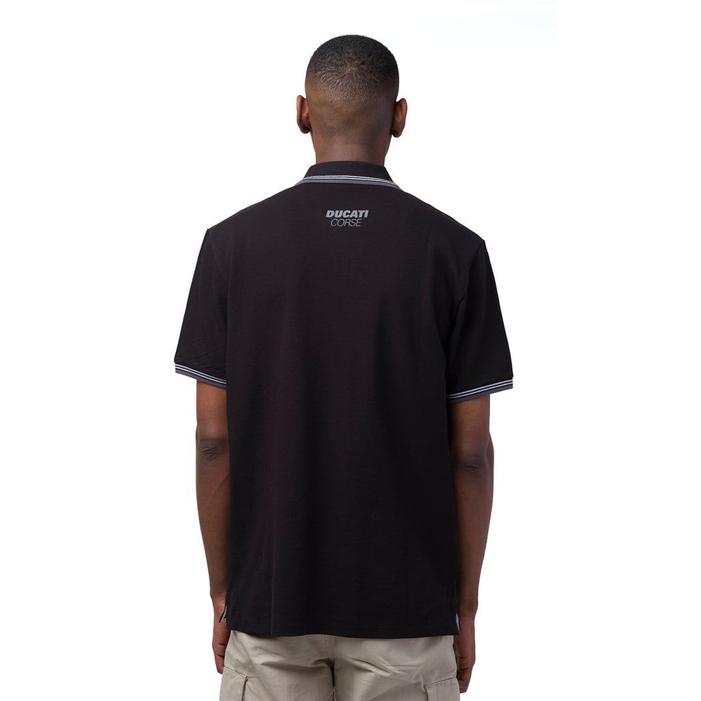 Polo nera da Uomo in cotone con logo Ducati Corse