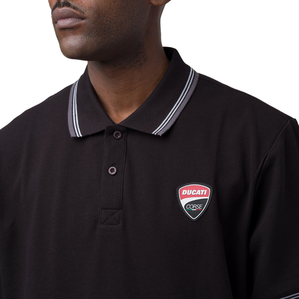 Polo nera da Uomo in cotone con logo Ducati Corse