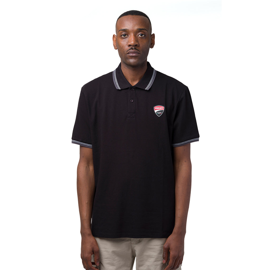 Polo nera da Uomo in cotone con logo Ducati Corse