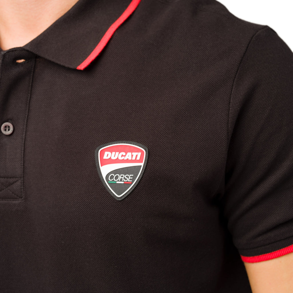 Polo da uomo blu navy con dettagli e logo a contrasto Ducati Corse