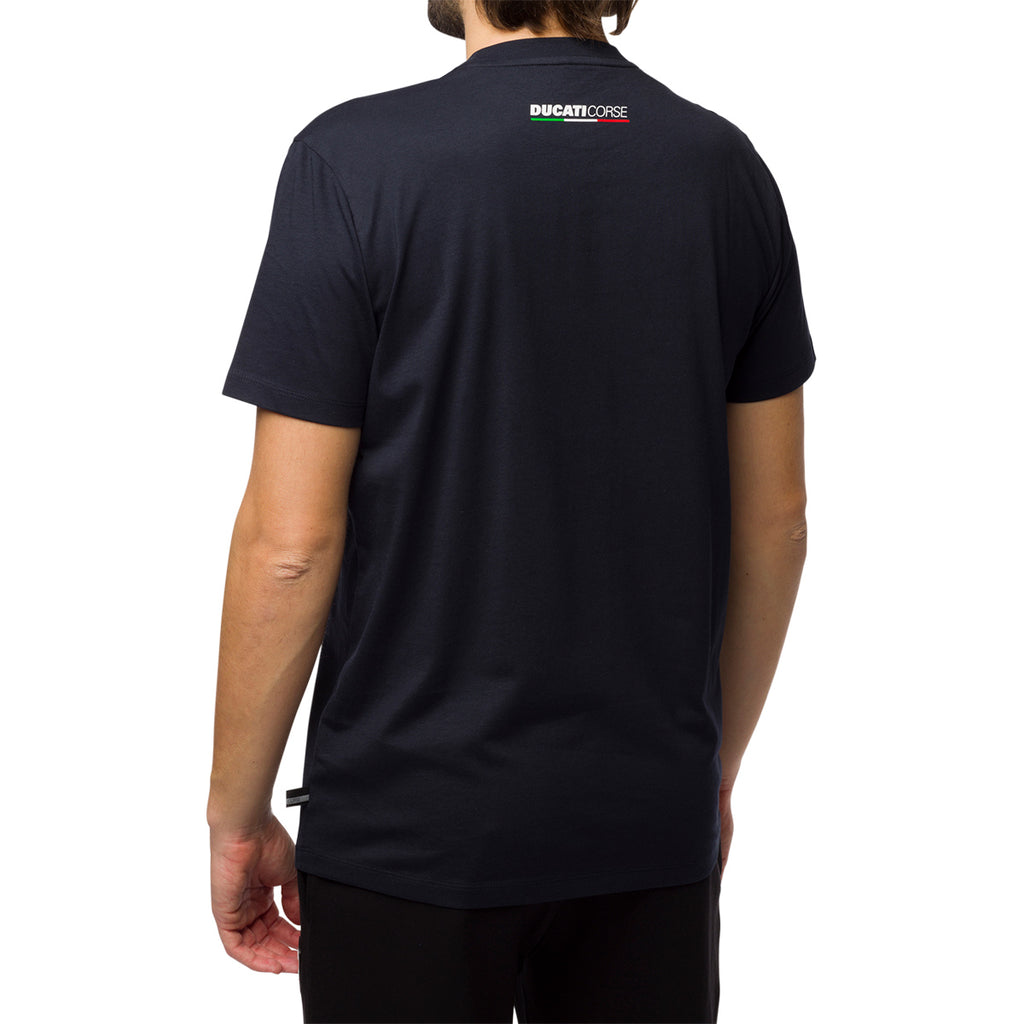 T-shirt da uomo blu navy con logo Ducati Corse