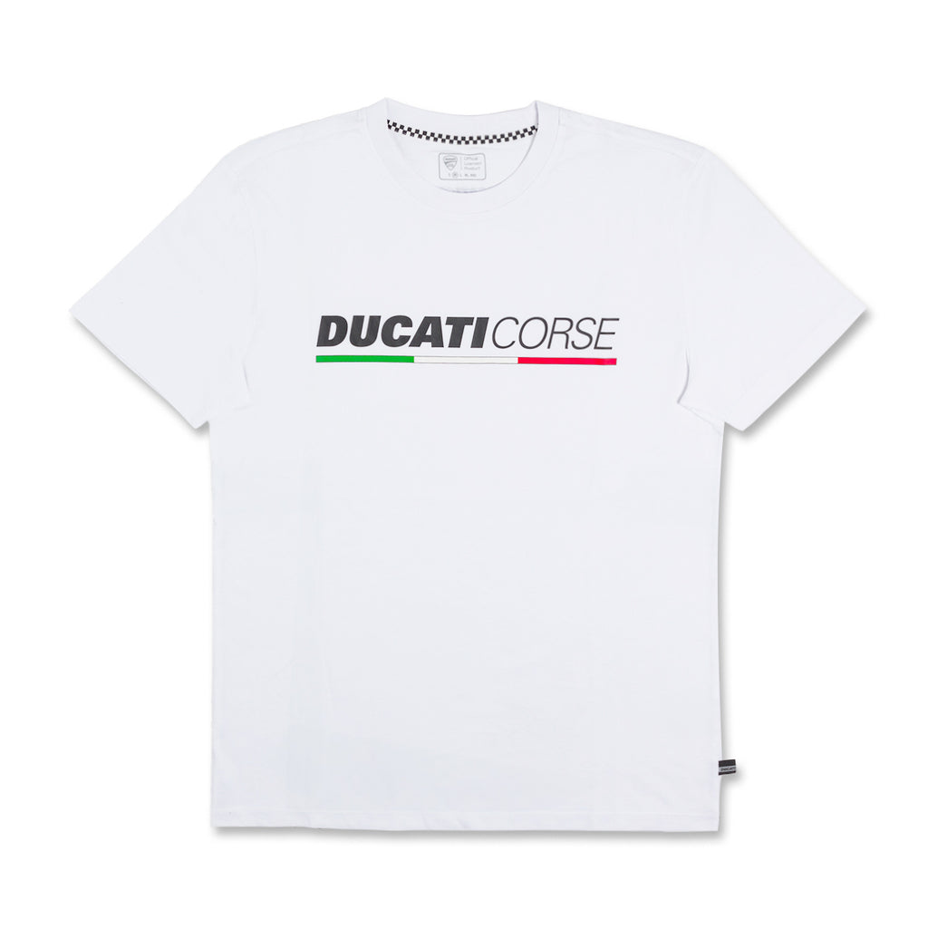 T-shirt da uomo bianca con logo Ducati Corse