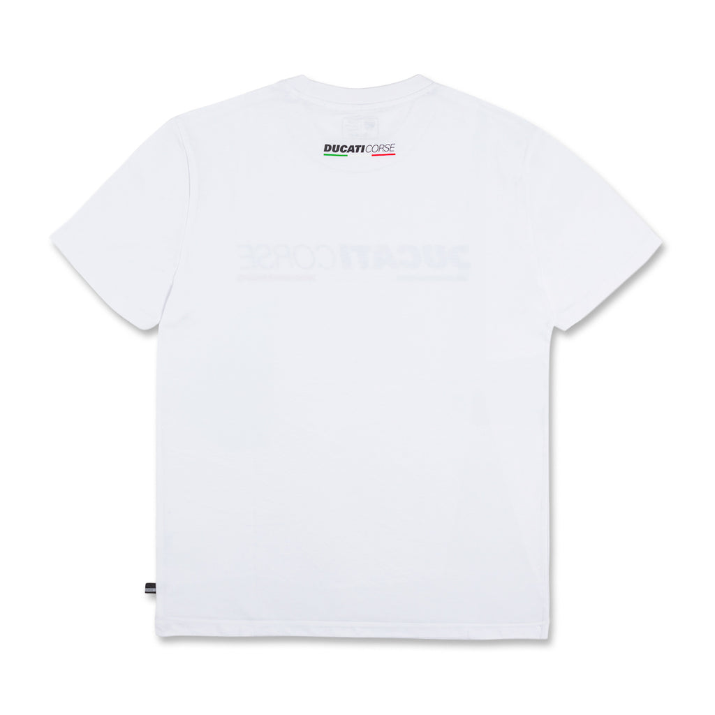 T-shirt da uomo bianca con logo Ducati Corse