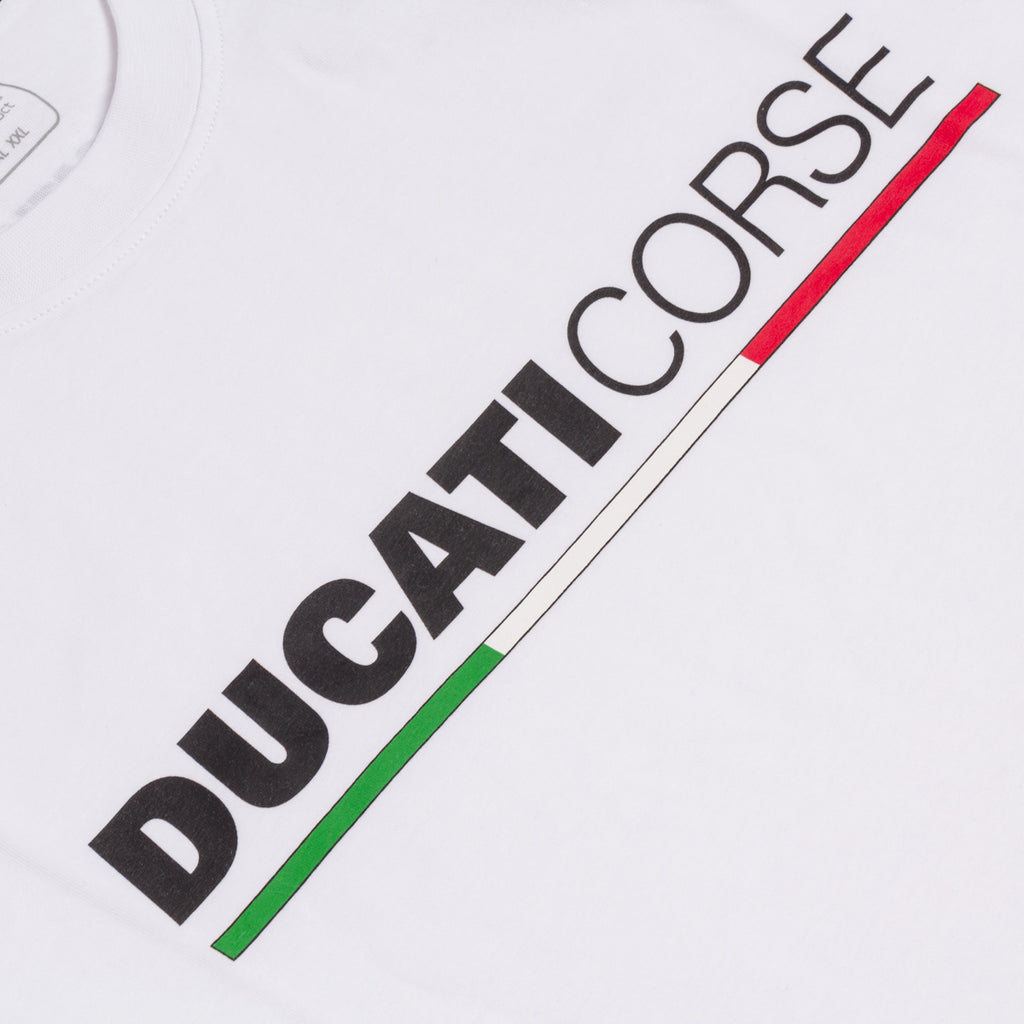 T-shirt da uomo bianca con logo Ducati Corse