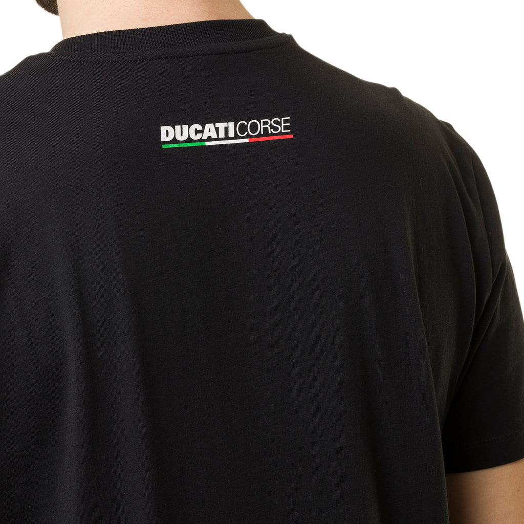 T-shirt nera da uomo con logo frontale Ducati Corse