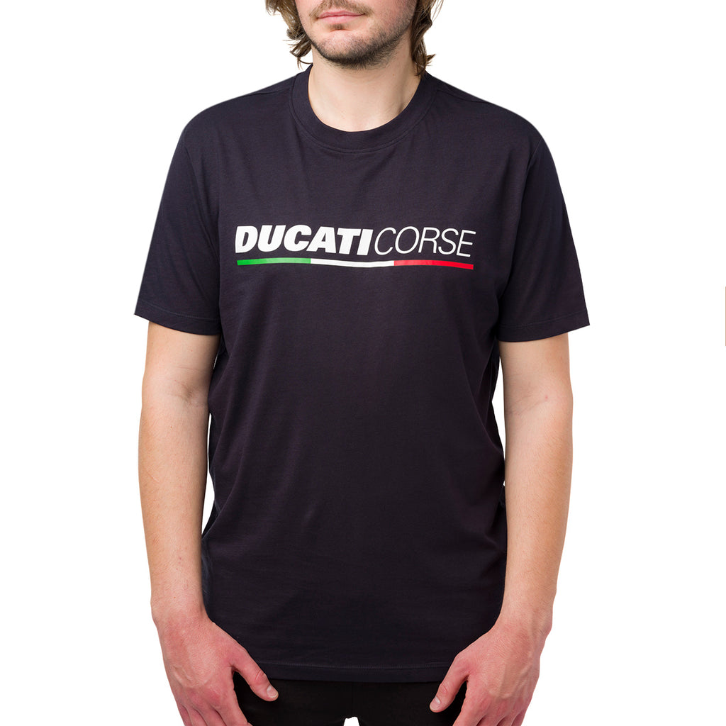 T-shirt blu navy da uomo con logo Ducati Corse