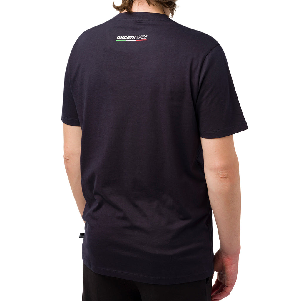 T-shirt blu navy da uomo con logo Ducati Corse