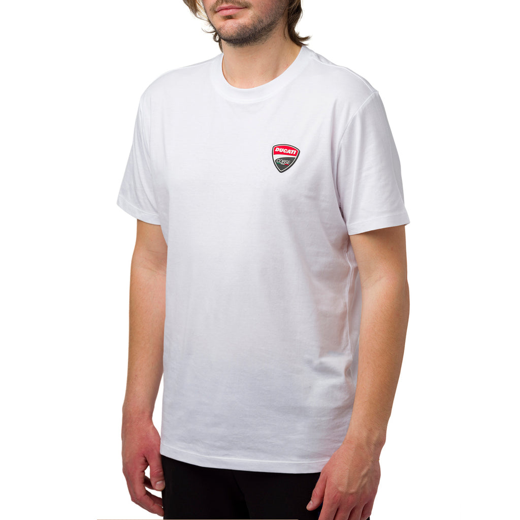 T-shirt da uomo bianca con logo in gomma Ducati Corse