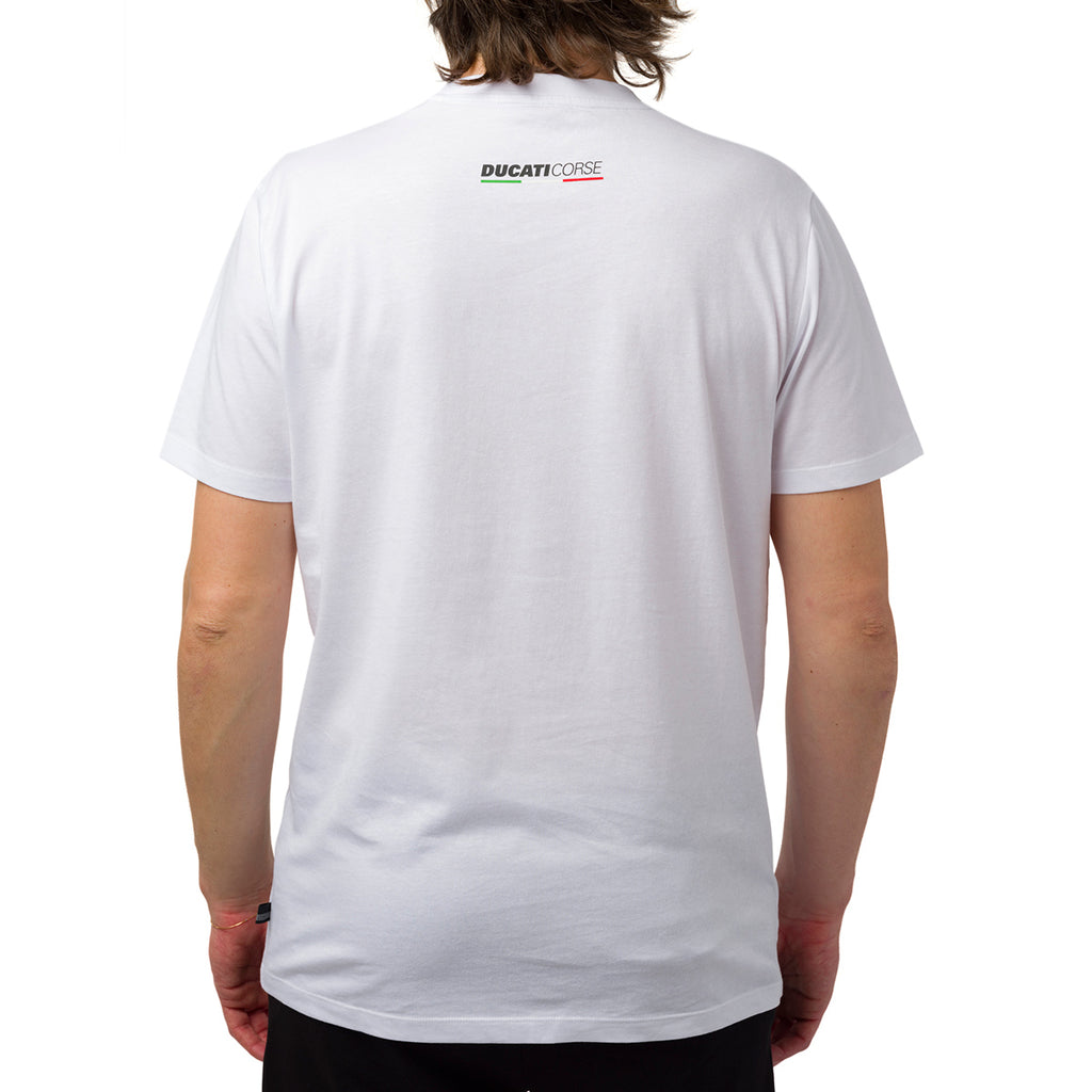 T-shirt da uomo bianca con logo in gomma Ducati Corse